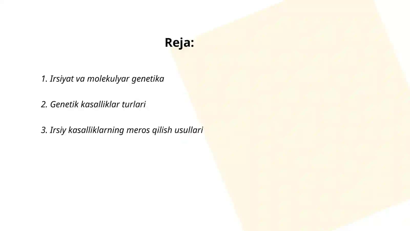Irsiyat va irsiy kasalliklar 2