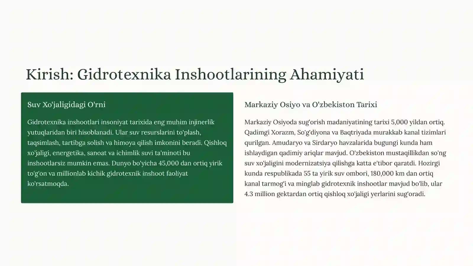 Gidrotexnika Inshootlari: Ish Sharoitlari va Ta'sirEtuvchiKuchlar 2