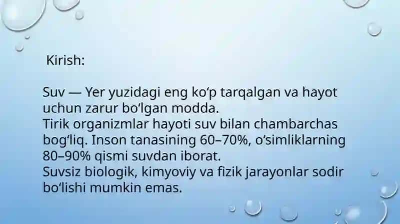 Suvvauning kimyoviy xossalari 2