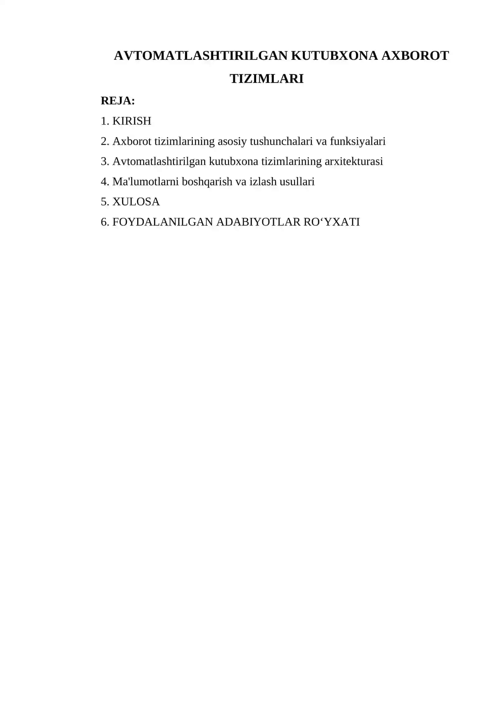 AVTOMATLASHTIRILGAN KUTUBXONA AXBOROT TIZIMLARI 2