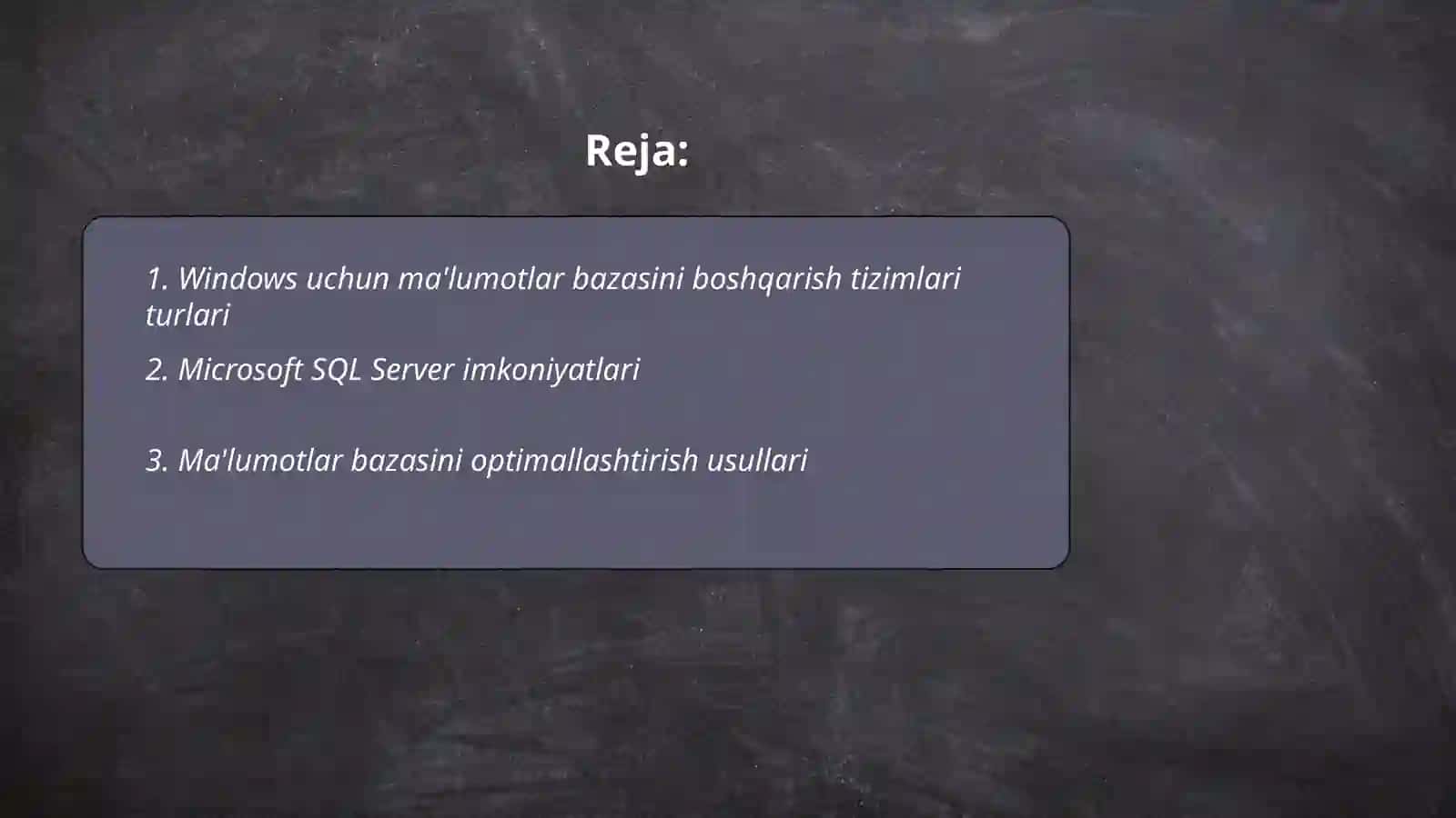 Windows uchun ma'lumotlar bazasini boshqarish tizimlari 2