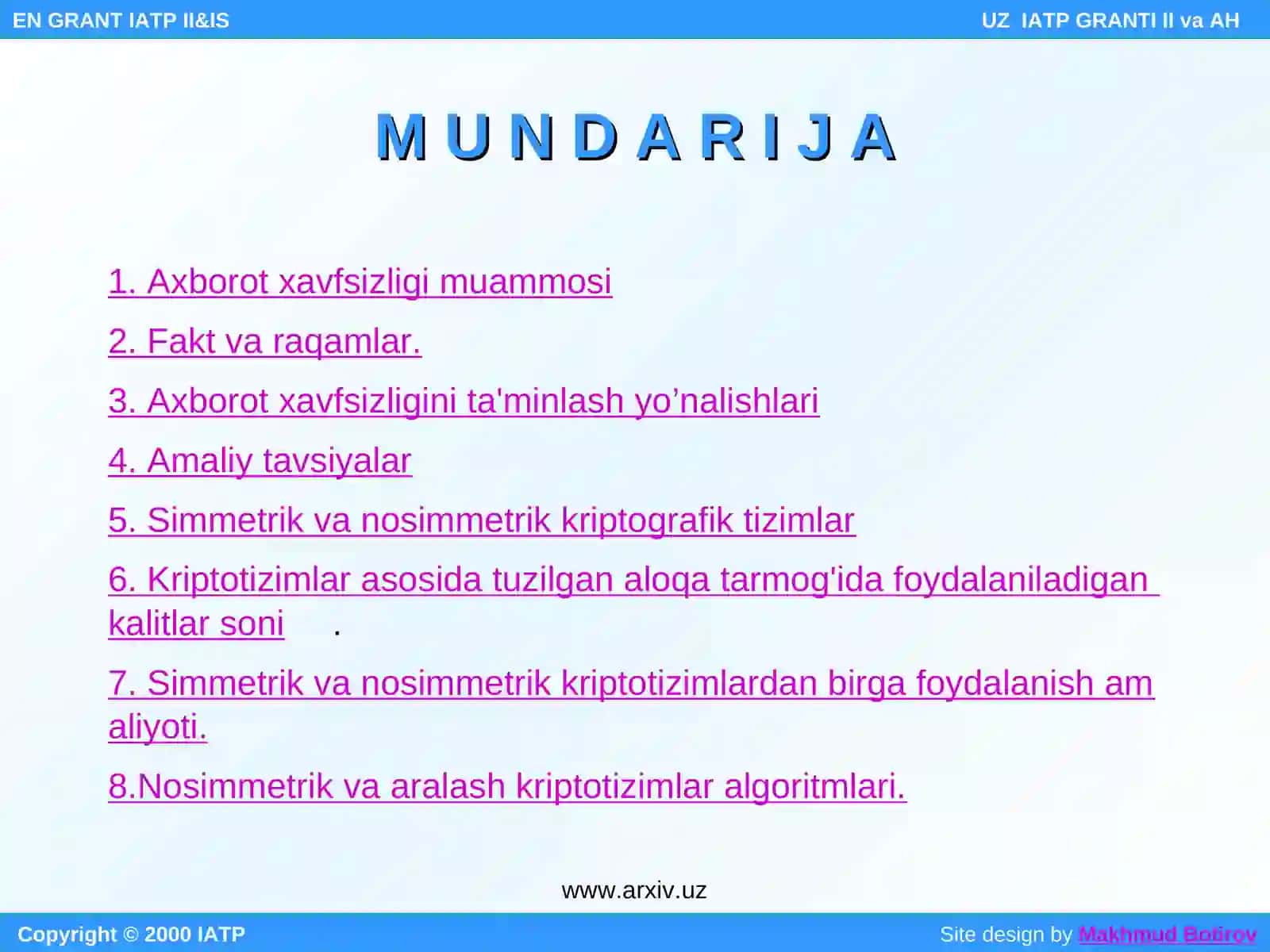 Axborot xavfsizligi muammosi 2