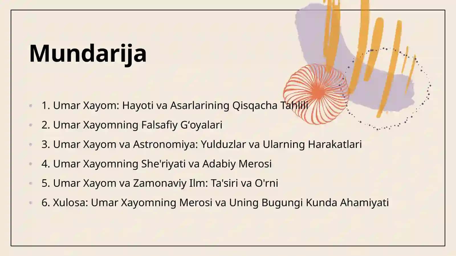 Umar Xayom: Hayoti va Asarlari 2