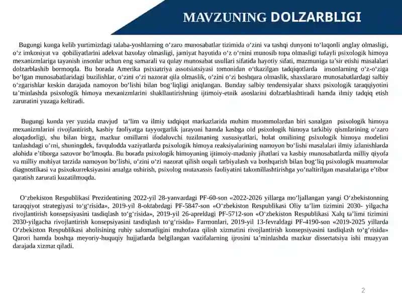 TALABALARDA PSIXOLOGIK HIMOYA MEXANIZMI SHAKLLANISHINING ASOSLARI 2