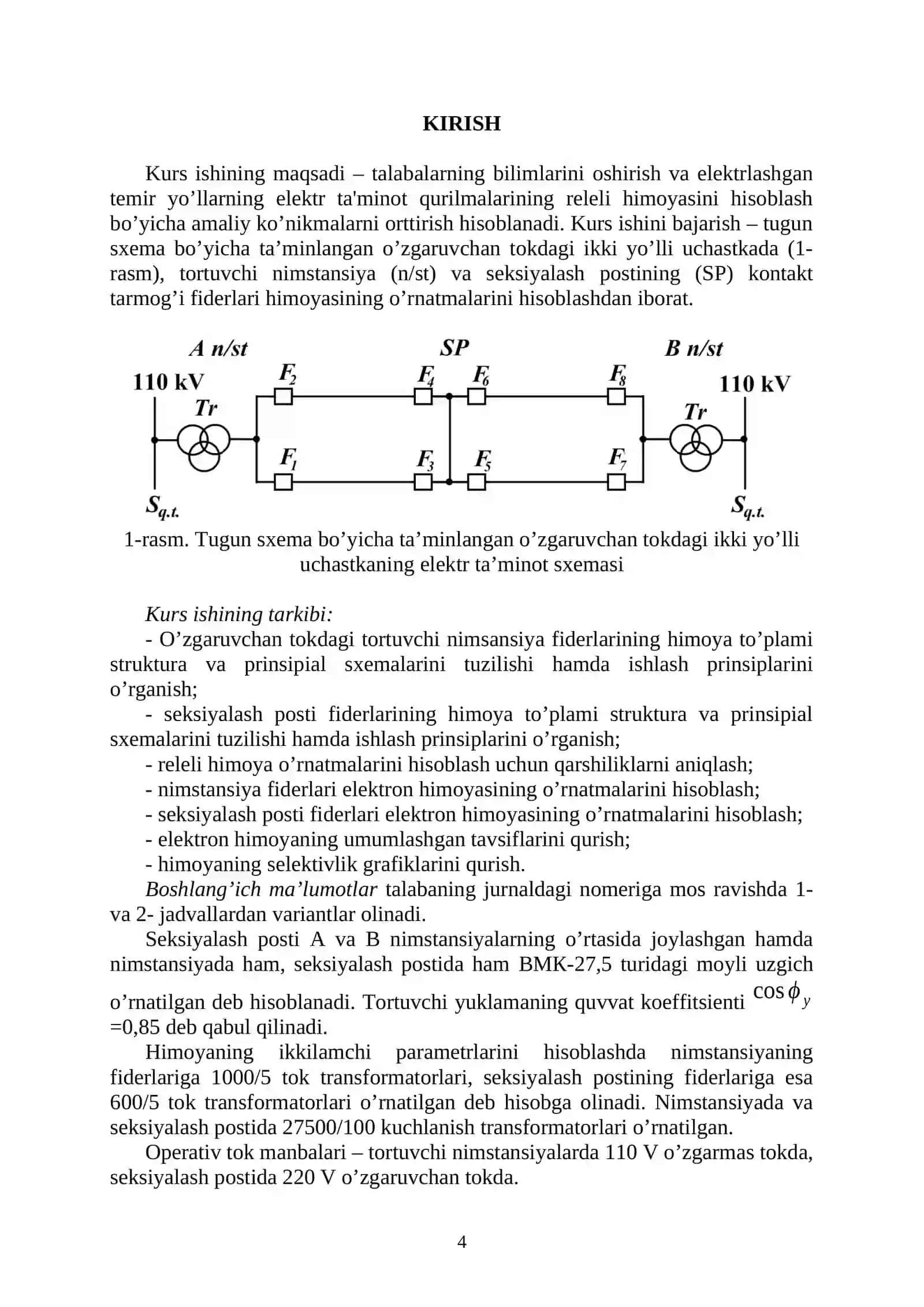 Tortuvchi nimstansiyalar uchun releli himoya o'rnatmalari 2