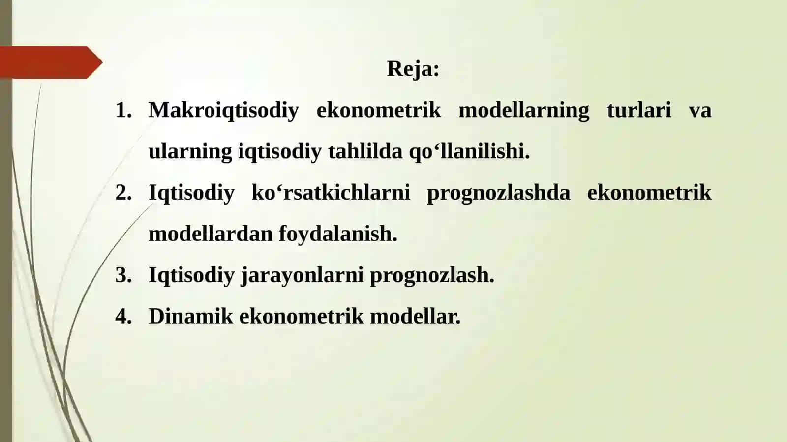 Makroiqtisodiy ekonometrik modellarning turlari va ularning iqtisodiy tahlilda qo‘llanilishi 2