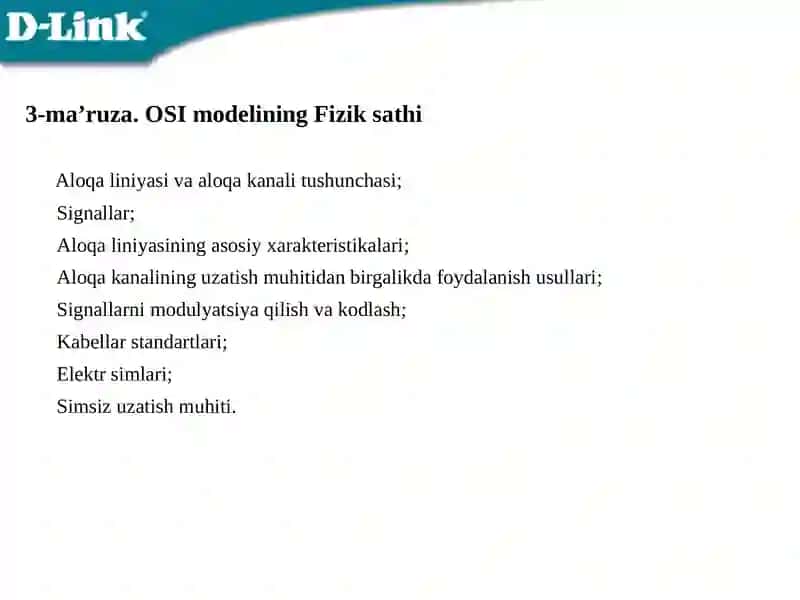 OSI modelining  Fizik sathi 2