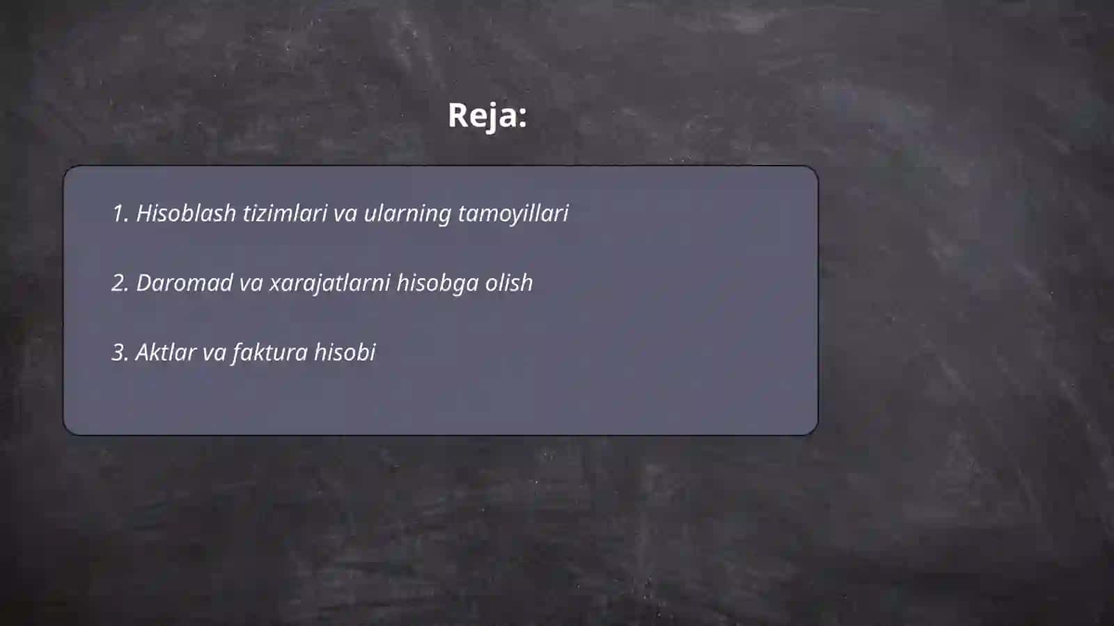 Asosiy xo'jalik jarayonlari hisobining tamoyillari 2