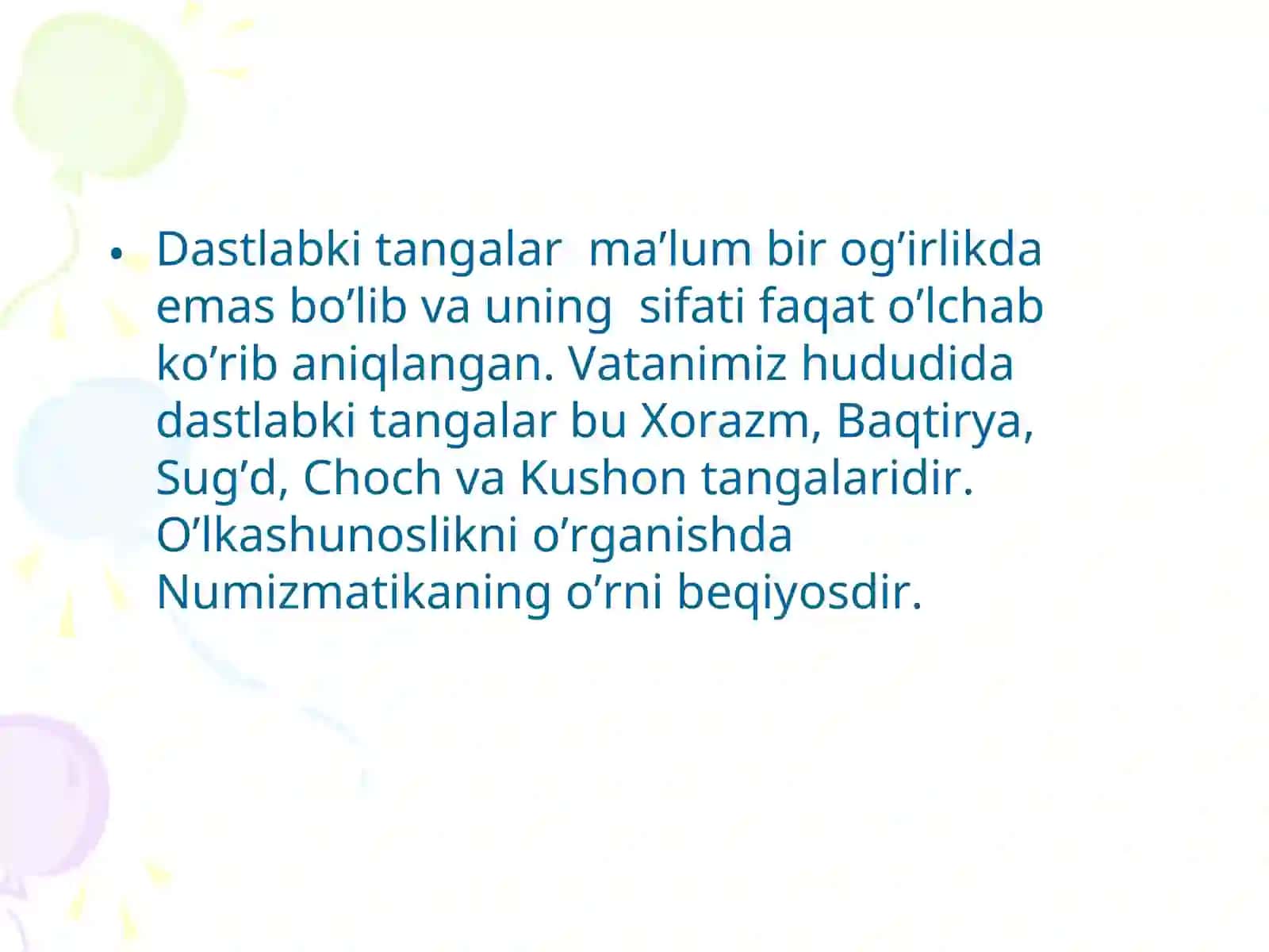 Tangalar va numizmatika 2
