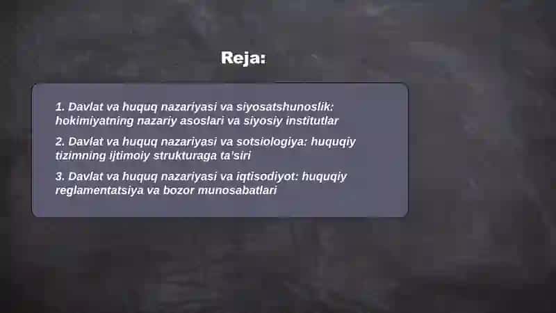 Davlat va Huquq Nazariyasi Fanining Boshqa Ijtimoiy Fanlar Bilan Aloqasi 2