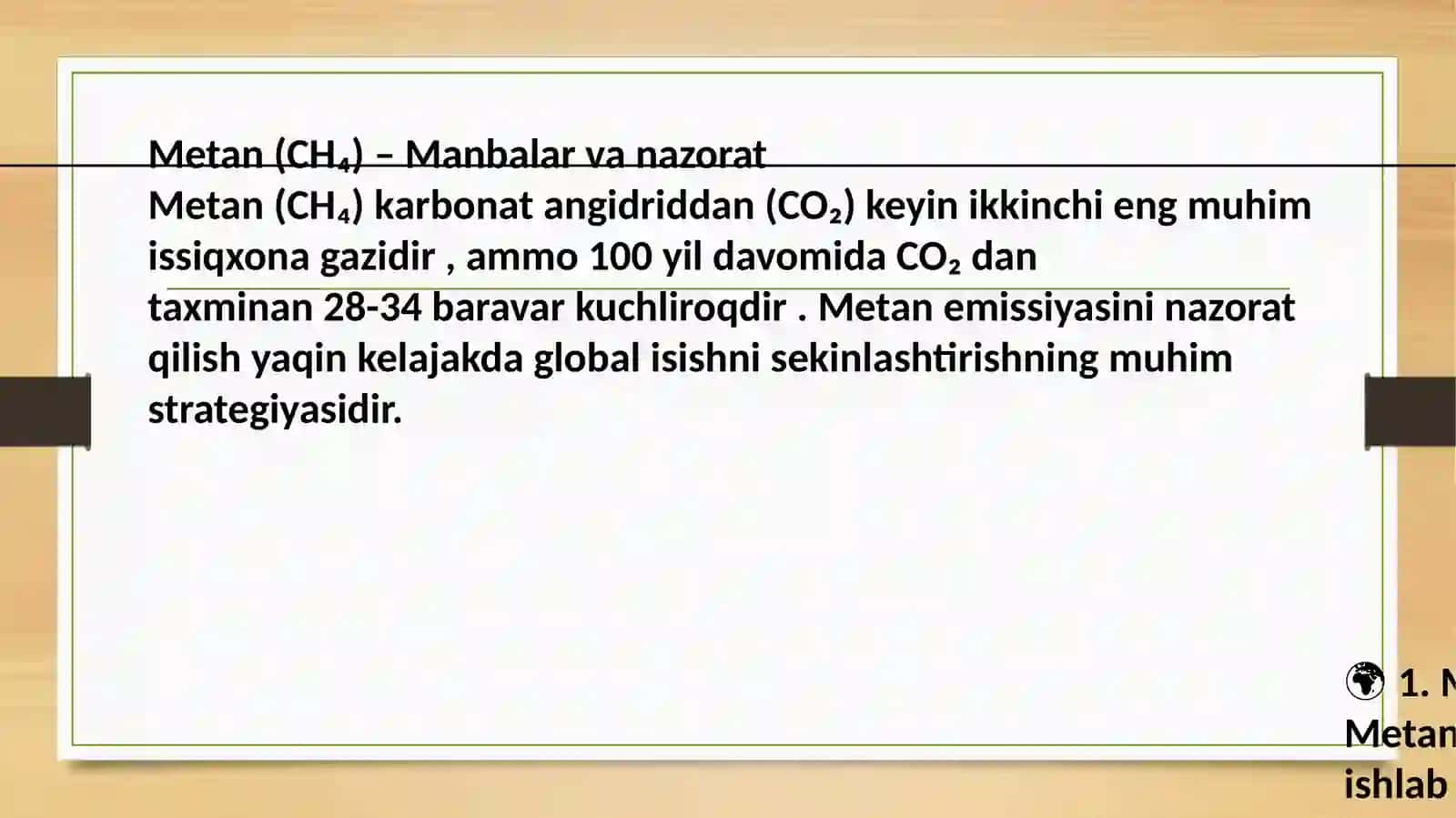 Metan(CH₄) –Manbalarvanazorat 2