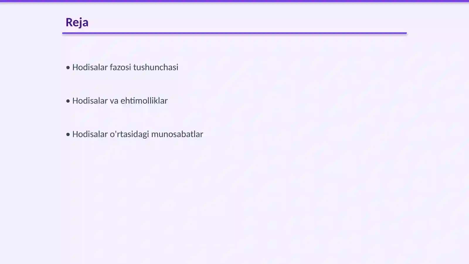 Hodisalar fazosi. Hodisalar ustida amallar 2