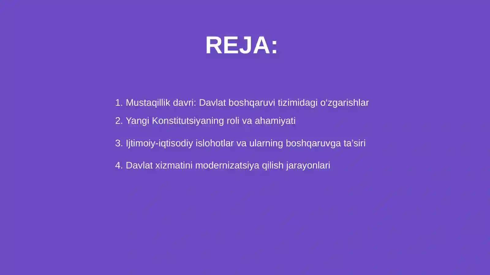 Mustaqillik yillari davlat boshqaruvi tizimida amalga oshirilgan isloxotlarning xususiyatlari haqida slayd 2