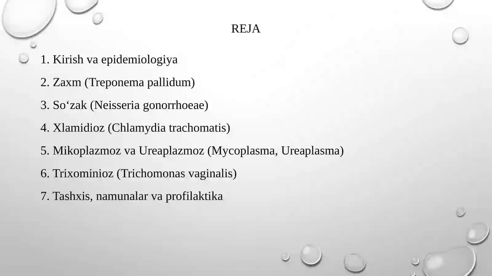 Teri-tanosil infeksiyalari: zaxm, soʻzak, xlamidioz, mikoplazmoz, trixominioz qoʻzgʻatuvchilarining tavsifi va tashxisi 2