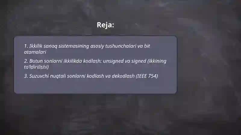 Ma'lumotlarni ikkilik sanoq sistemasida kodlash vs dekodlash 2