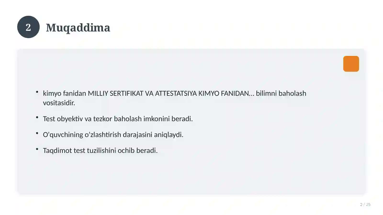 MILLIY SERTIFIKAT VA ATTESTATSIYA KIMYO FANIDAN MUKAMMAL TESTLAR 2