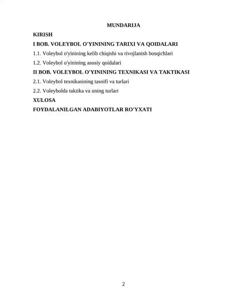 Voleybol o‘yinining tarixi qoidalari texnikasi va taktikasining tasnifi 2