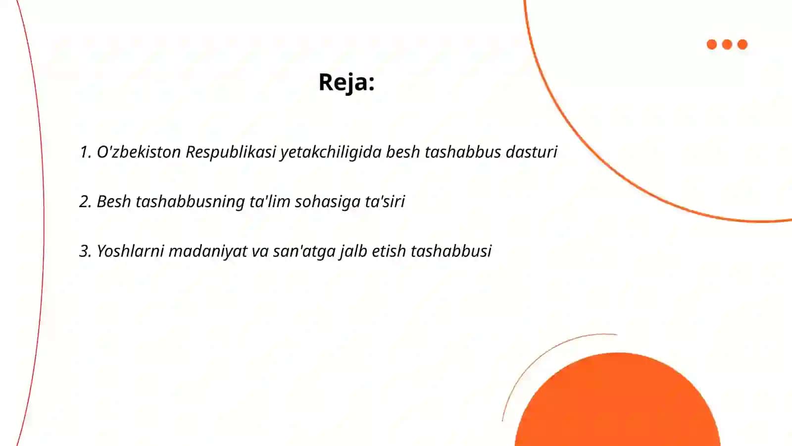 O'zbekiston Respublikasi yetakchiligida besh tashabbus dasturi 2