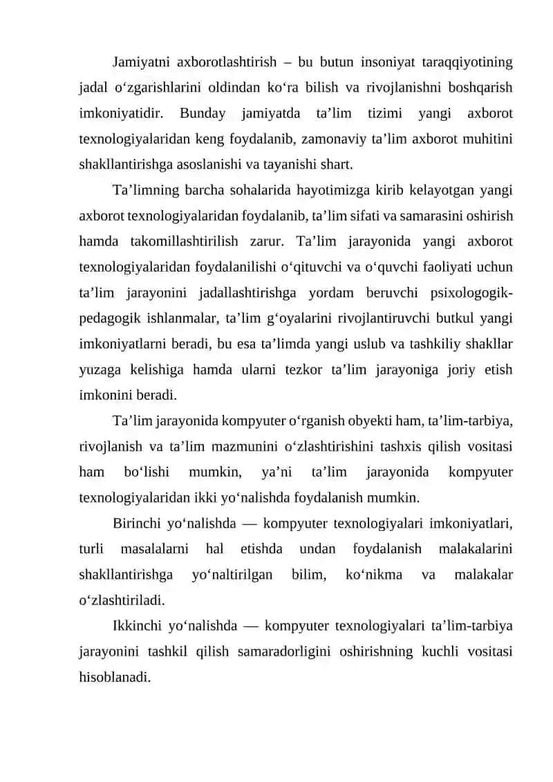Pedagogik Kompetentlikni Takomillashtirilgan O'quy Metodik Ta'minotini Ishlab Chiqish va Amalga Tatbiq Etish 2