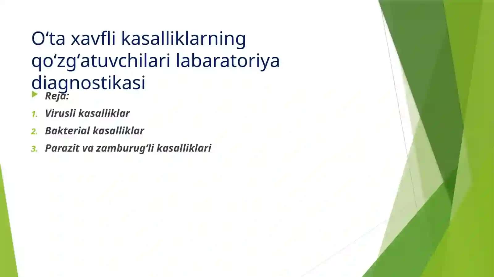 Oʻtaxavfli kasalliklarning qoʻzgʻatuvchilari labaratoriya diagnostikasi 2