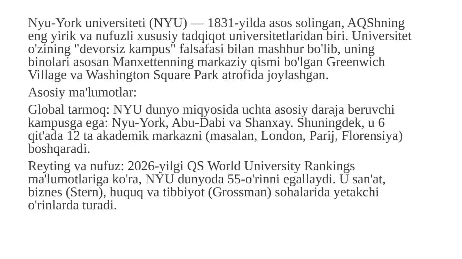 Nyu-York universiteti (NYU) 2