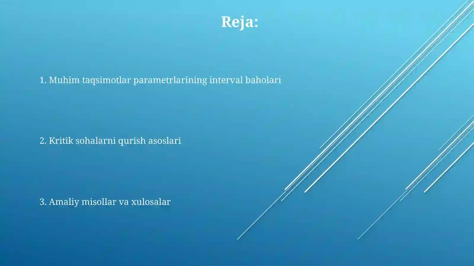 Muhim Taqsimotlar Parametrlari Intervalli Baholari 2