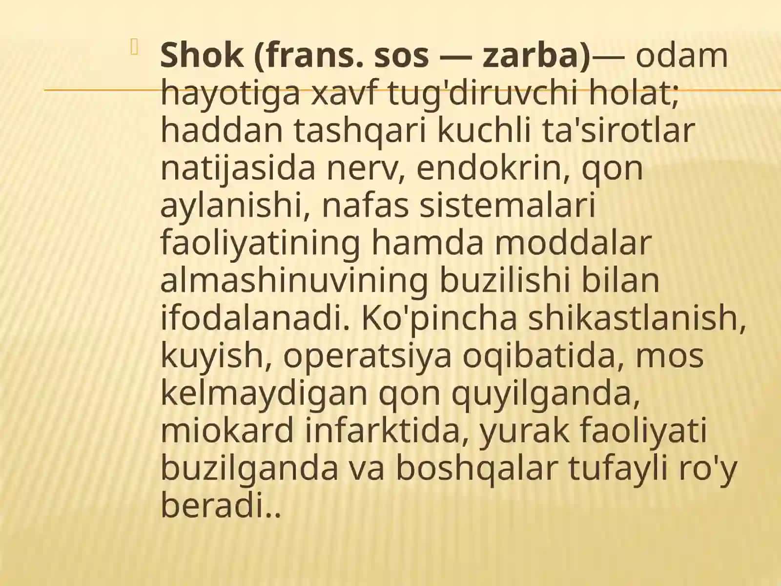 Kardiogen shok klinikasi va davo choralari 2