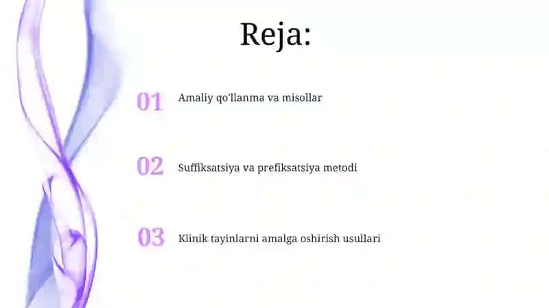 Klinik atamalar yasash usullari.Suffiksasiy Perffiksasiya usuli 2