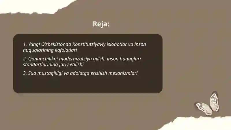 Yangi O‘zbekistonda inson haq-huquqlari va erkinliklari kafolatining yaratilishi 2