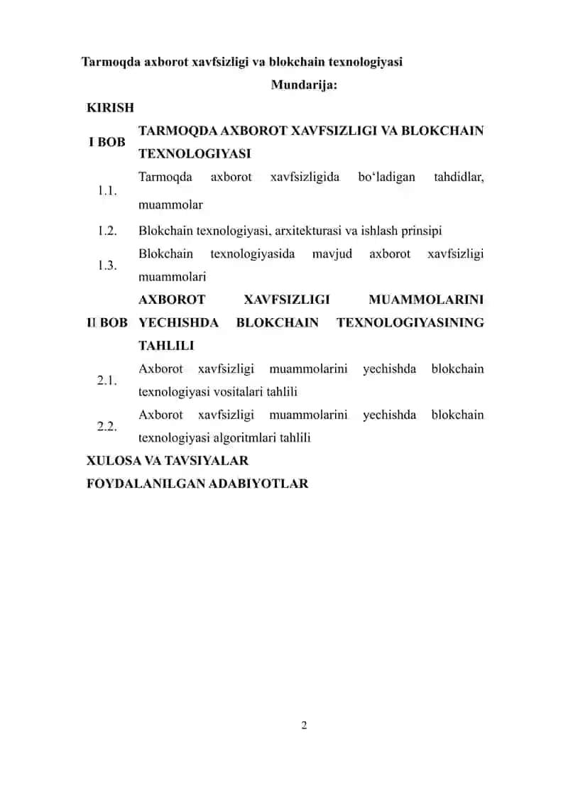TARMOQDA AXBOROT XAVFSIZLIGI VA BLOKCHAIN TEXNOLOGIYASI 2