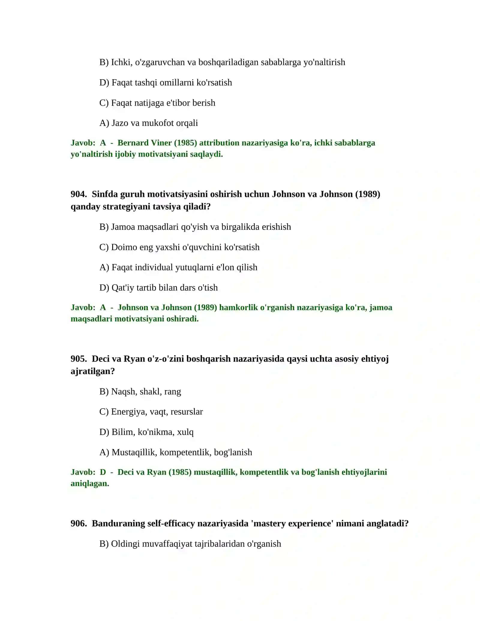 BOSH TALIM O'QITUVCHISI TEST SINOVLARI 2
