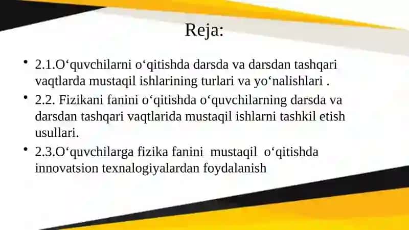 "Fizikani o‘qitishda o‘quvchilarni mustaqil ishlashga o‘rgatish" 2