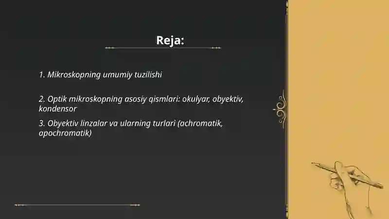 Mikraskop tuzulishi va uning kattalashtirishi 2