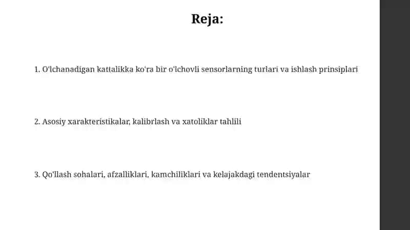 Kattalik miqdoriga kora bir o'lchamlik datchiklar 2