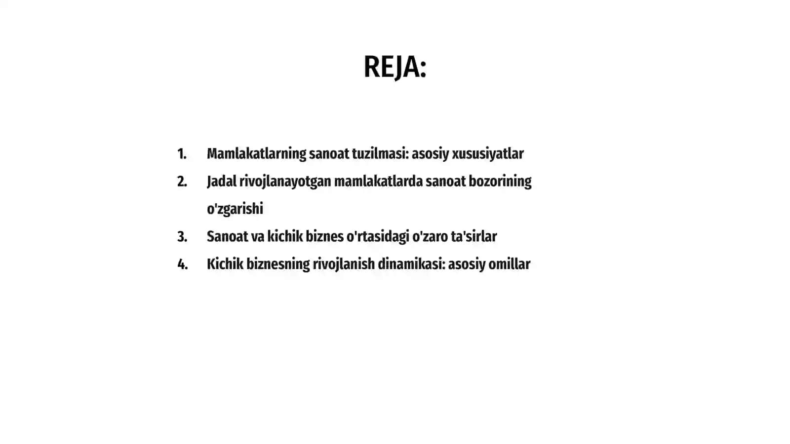 Mamlakatlarning sanoat tuzilmasi va kichik biznes rivojlanish dinamikasi 2