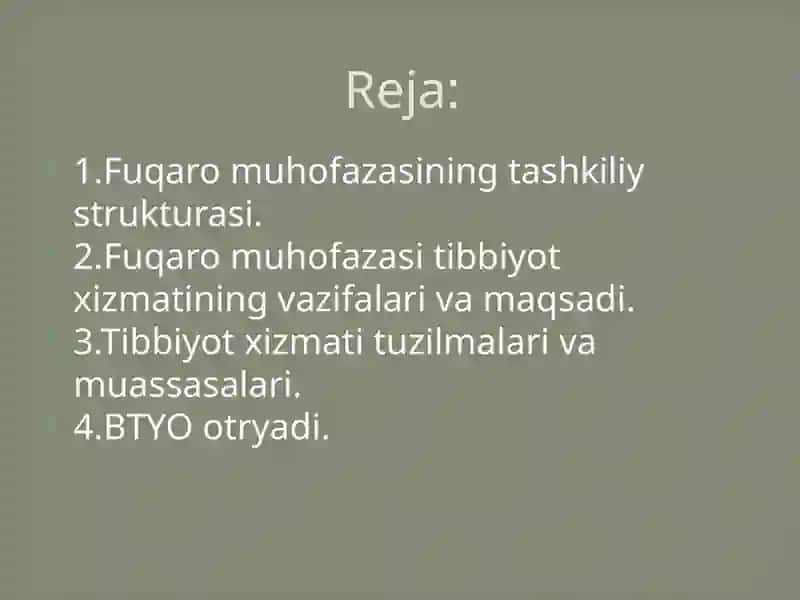 Fuqaro muhofazasi tibbiyot xizmati vazifasi,tashkiliy tamoyillar 2