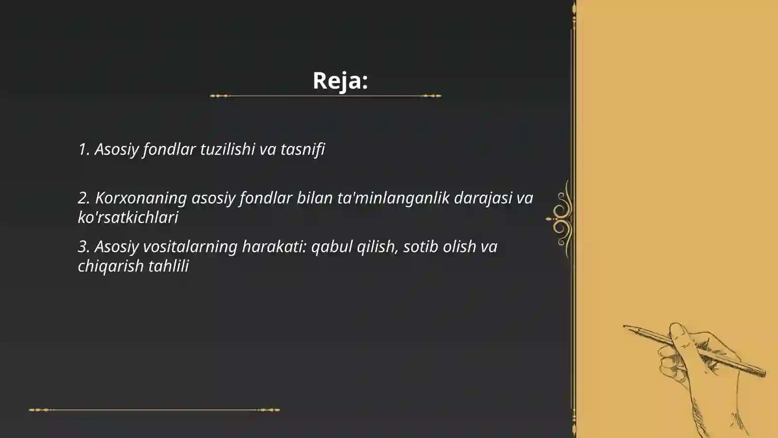 Korxonani asosiy fondlar bilan ta'minlanganligi, harakati va texnik holatini tahlili 2