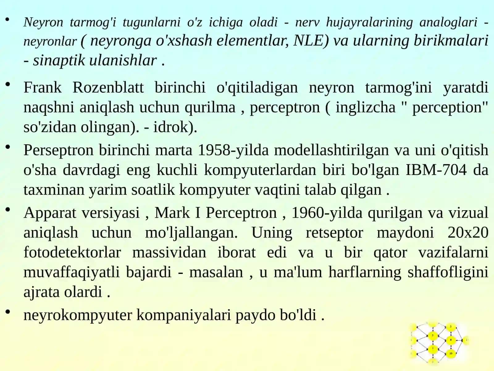 Neyron tarmoqlarining turlari vaularning ishlash tamoyillari 2