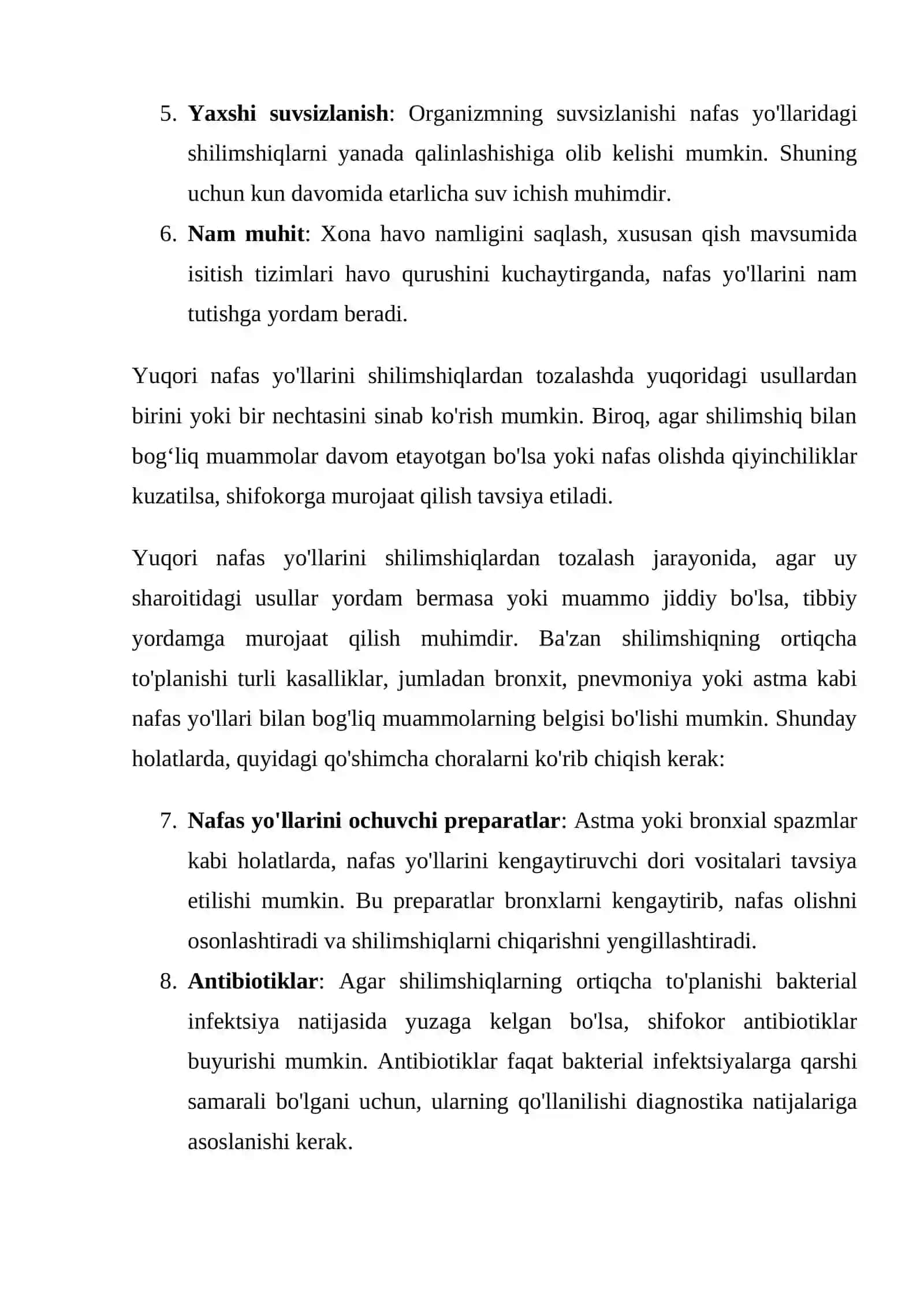 Yuqori Nafas Yo`llari Shilimshiqlaridan Tozalash 2