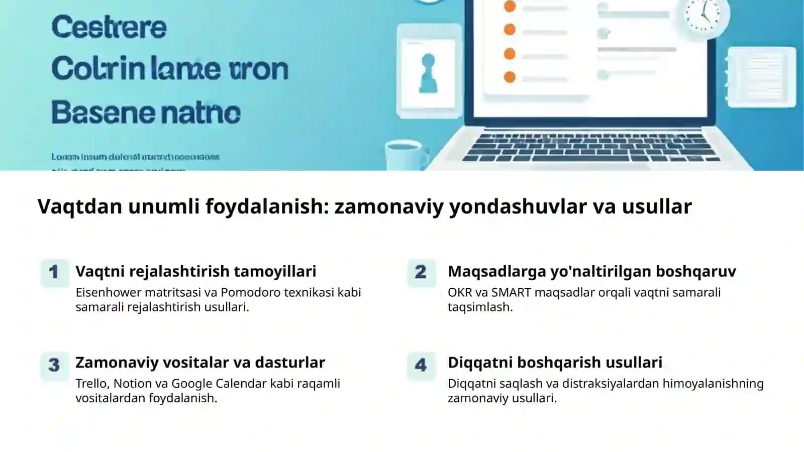 Taʼlim metodlari va vaqtni unumli boshqarish 2