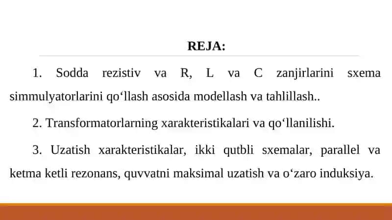 SINUSOIDAL SIGNAL TA’SIRIDAGI ELEKTR ZANJIRLARI XUSUSIYATLARI 2