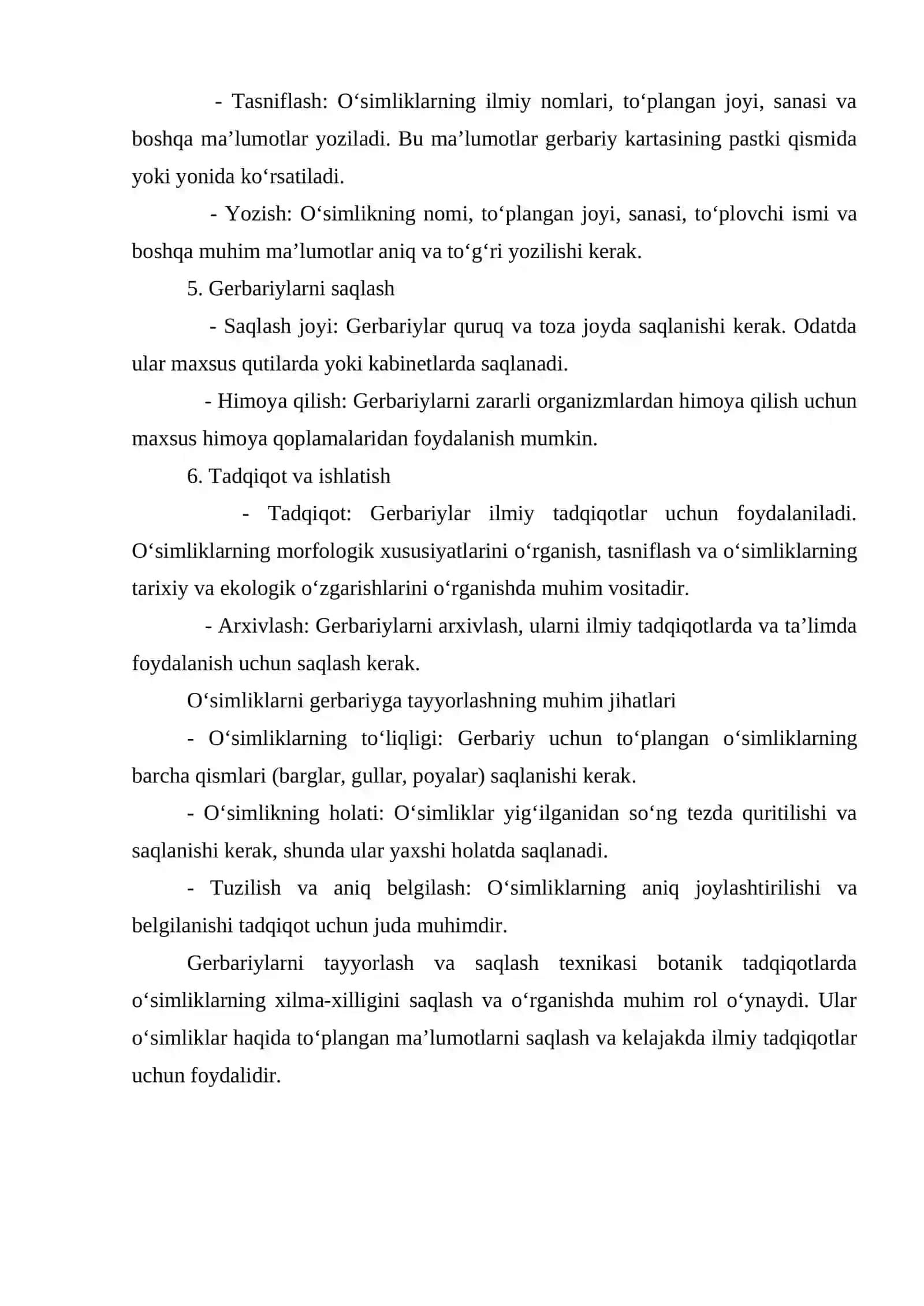 GERBARIYLARNI TAYYORLASH TEXNIKASI OʻRGANISH 2
