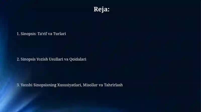 Sinopsis ta'rifi va maqsadi 2