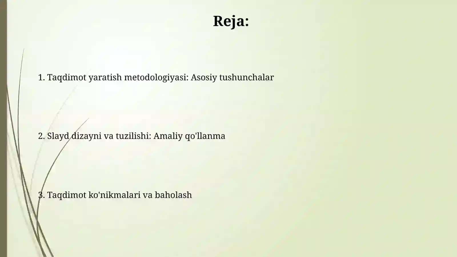 Taqdimot slaydlarini yaratish bo‘limini o‘qitish metodikasi 2
