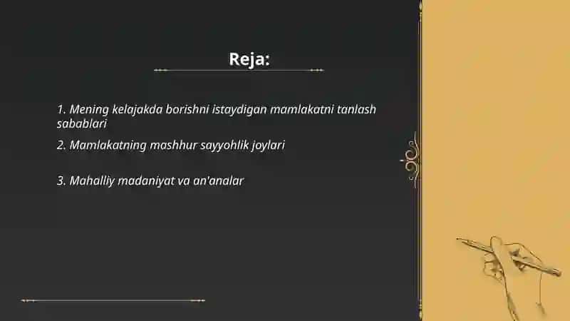 Mening kelajakda borishni istaydigan mamlakatim 2