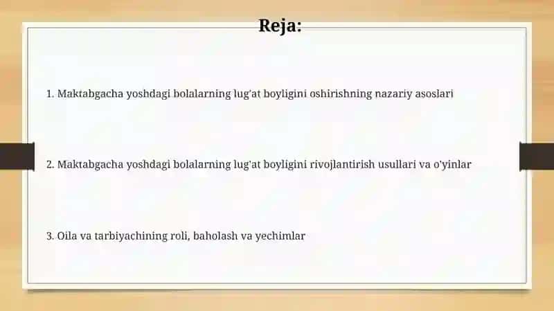 Maktabgacha yoshdagi bolalardalug’atini boyitish bo'yicha ishlar 2