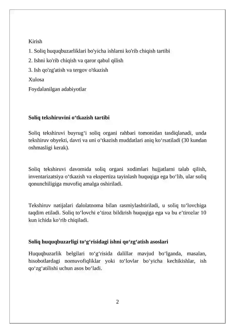 Soliqqa oid huquqbuzarliklar to’g’risidagi ishlarni ko’rib chiqish tartibi 2