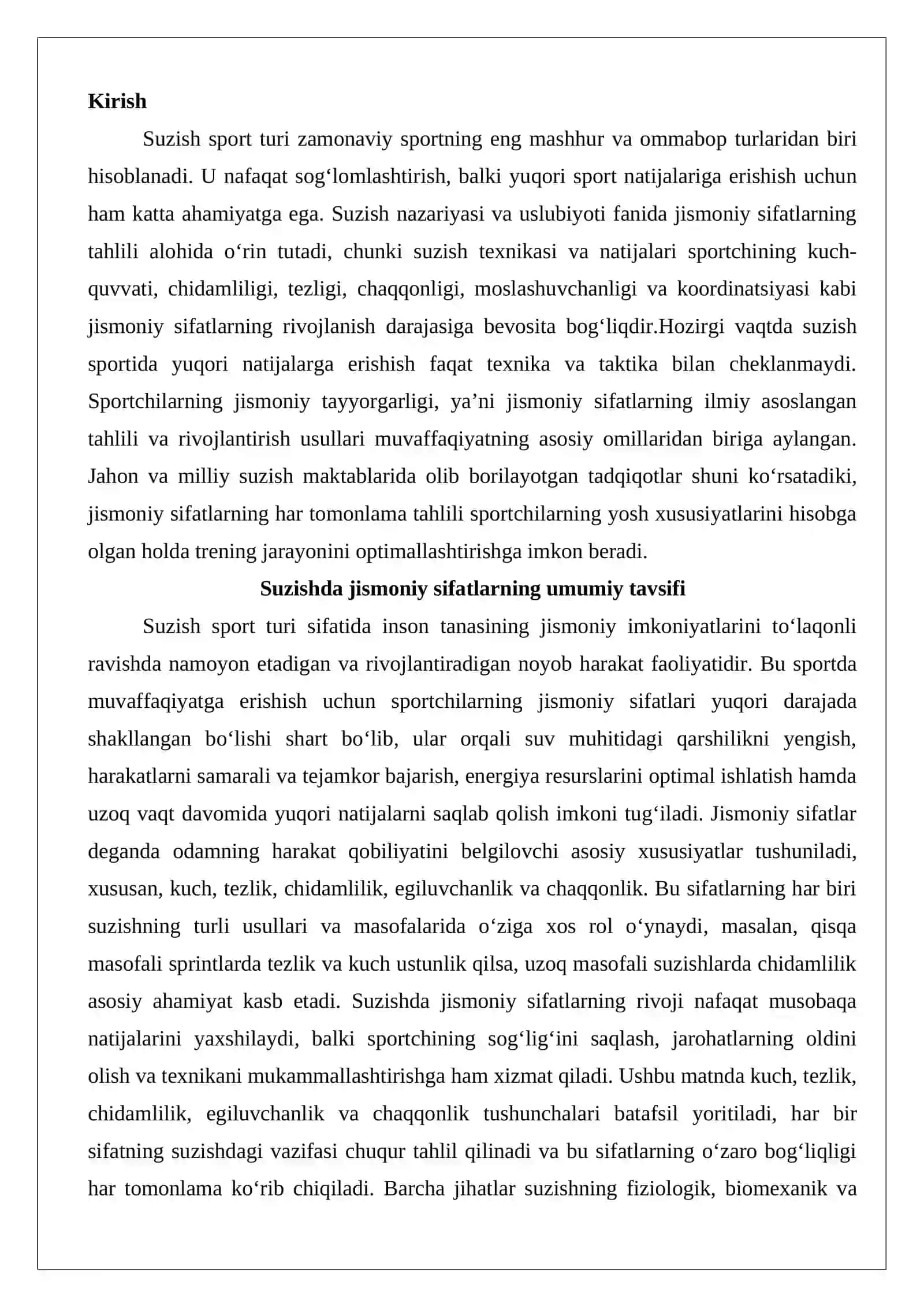 Suzish sport turida jismoniy sifatlar tahlili 2