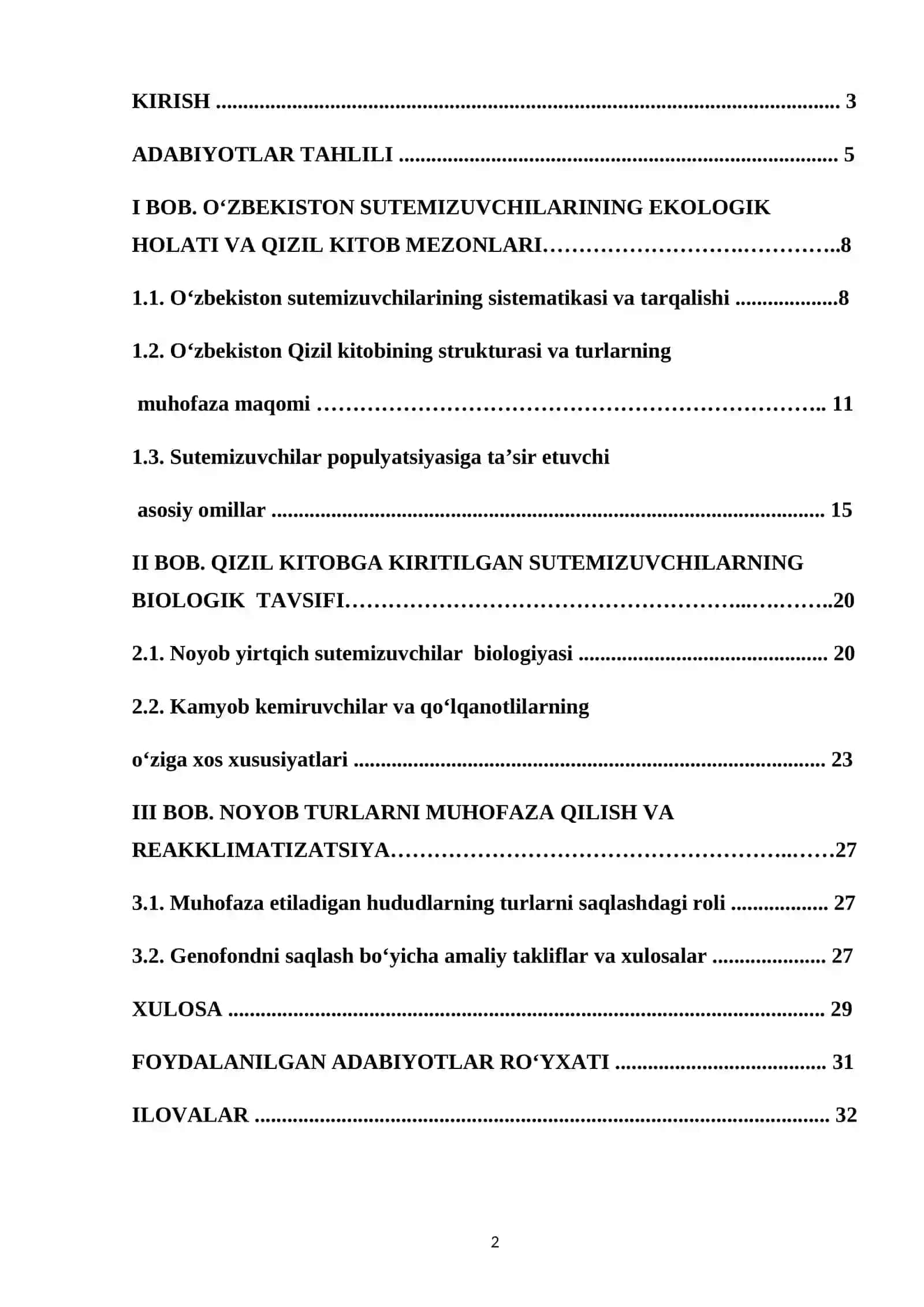 O‘zbekiston qizil kitobiga kiritilgan sutemizuvchilar va ularning biologiyasi 2