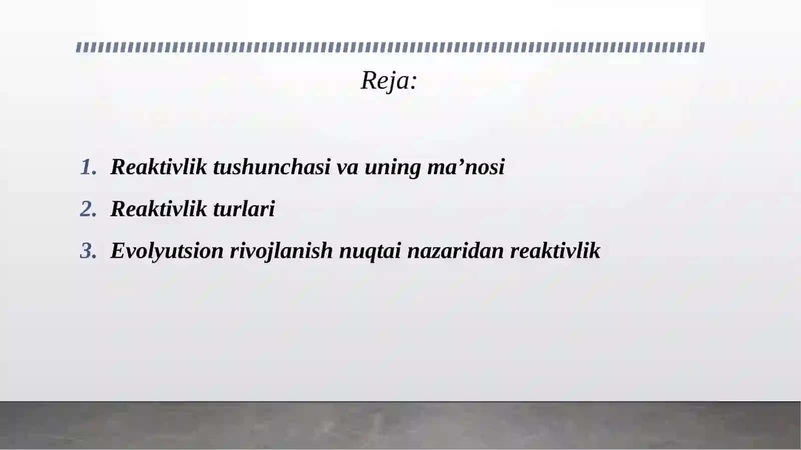 Reaktivlikda to'siq sistemalarining ahamiyati, fagotsitozning roli (in vivo fagotsitoz). Reaktivlik turlari, uning ma'nosi, evolyutsiya nuqtai nazaridan rivojlanishi. Fagotsitoz fazalari. Immunitet reaktsiyasida tana to'siqlarining roli. Og'iz to'qimalarining reaktivligi va qarshiligining o'ziga xosligi. 2